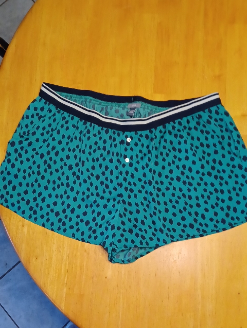 aerie Teal Printed Sleep Shorts with Navy Waistband Size Large - Picture 1 of 8